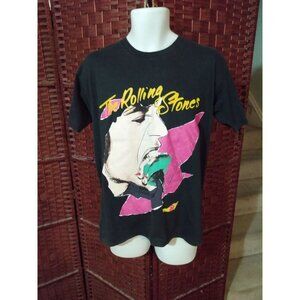 Vintage 1989 Rolling Stones Concert Tour T Shirt Andy Warhol Large Band Tee